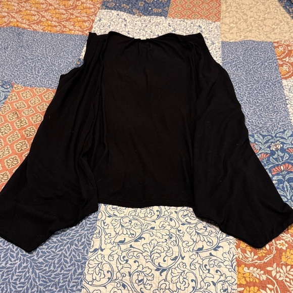 Long open front black jersey vest - Picture 4 of 6